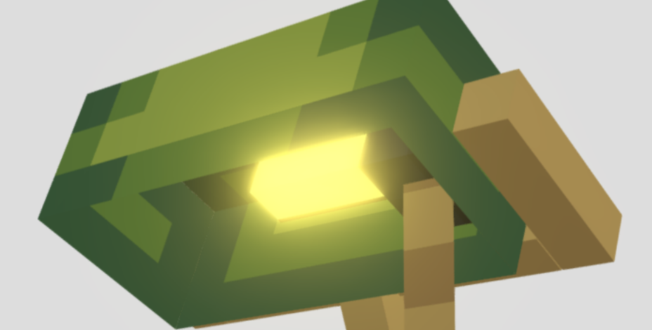 Our model with an emissive texture + bloom